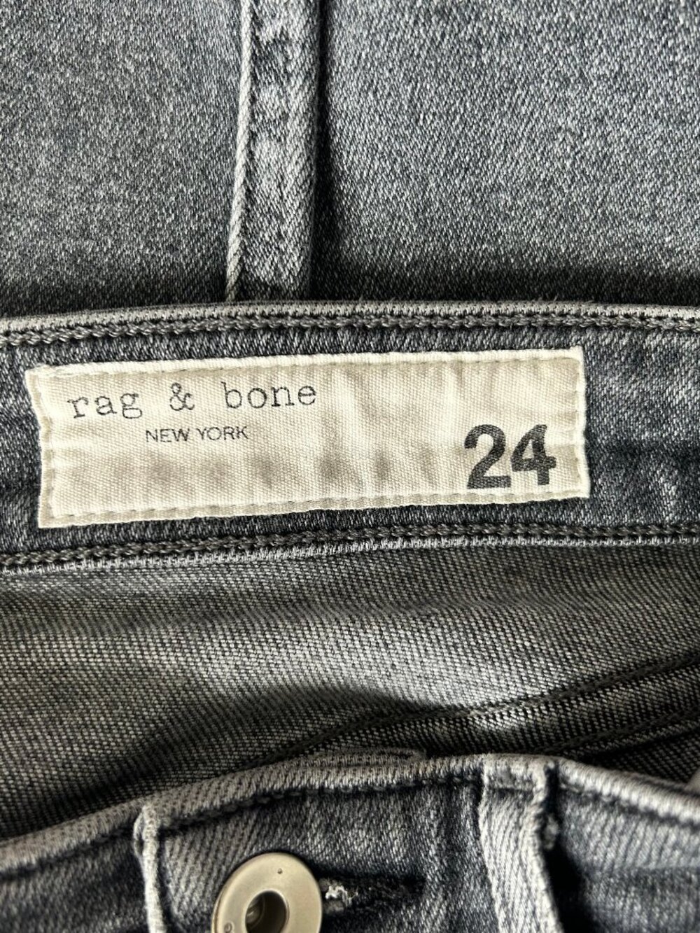 Rag & Bone Nina High Rise Ankle Skinny Jeans Universe Gray Wash Raw Hem 24 - Picture 5 of 9